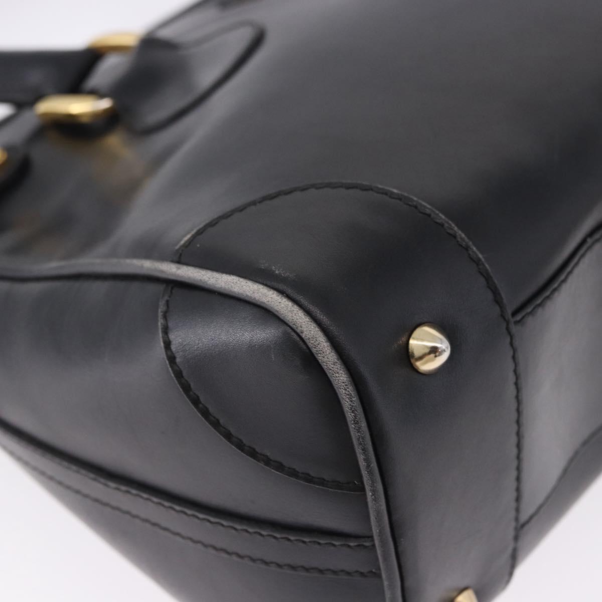 GUCCI Hand Bag Leather Black Gold Tone 000 106 1325 Auth gh2273
