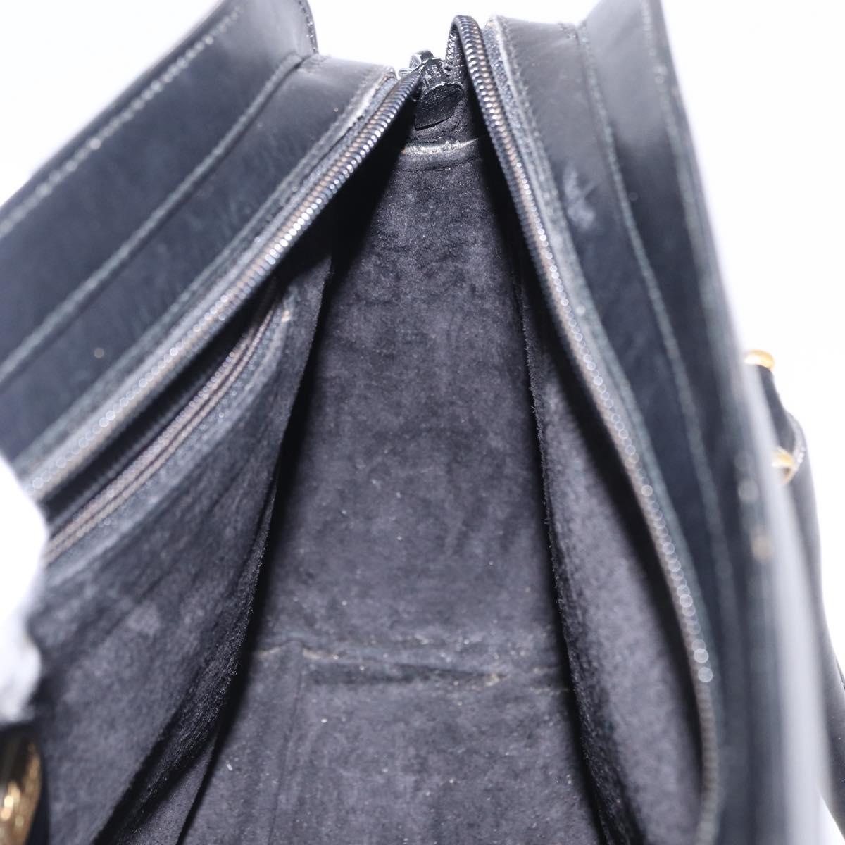 GUCCI Hand Bag Leather Black Gold Tone 000 106 1325 Auth gh2273