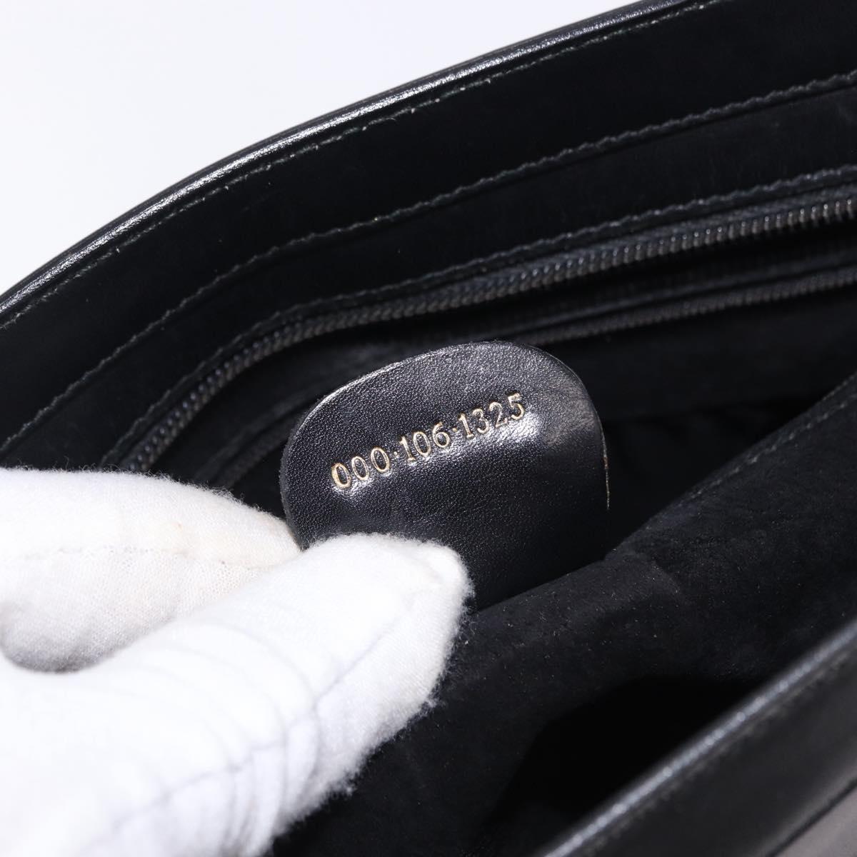 GUCCI Hand Bag Leather Black Gold Tone 000 106 1325 Auth gh2273