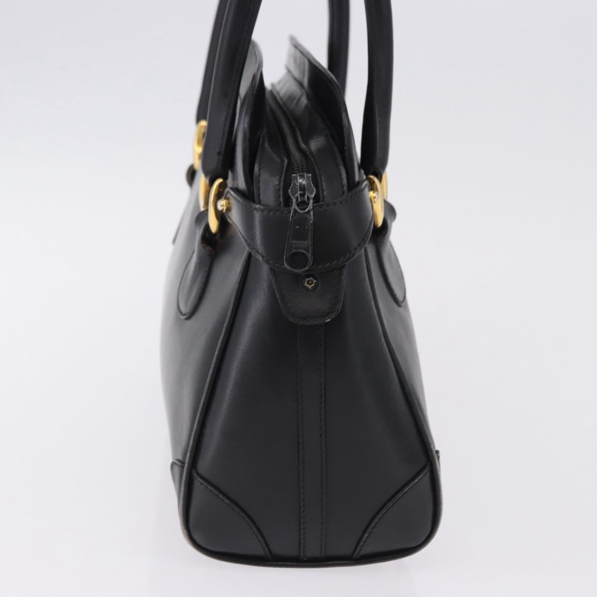 GUCCI Hand Bag Leather Black Gold Tone 000 106 1325 Auth gh2273