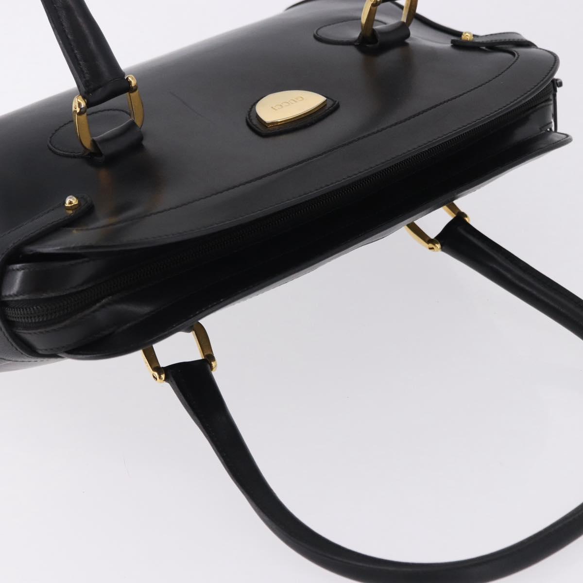 GUCCI Hand Bag Leather Black Gold Tone 000 106 1325 Auth gh2273
