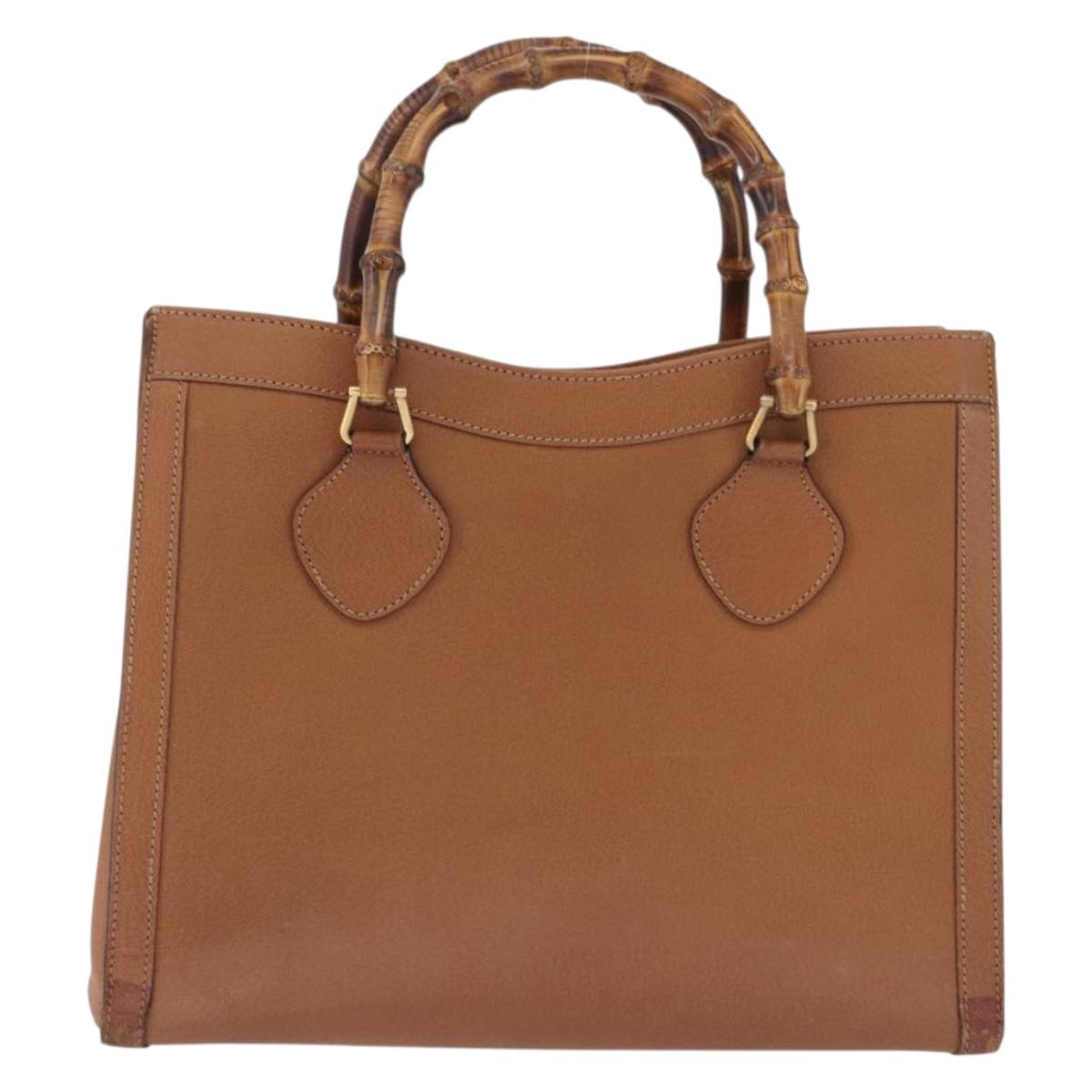 GUCCI Bamboo Hand Bag Leather Brown Gold Tone 002 2853 0260 0 Auth gh2279