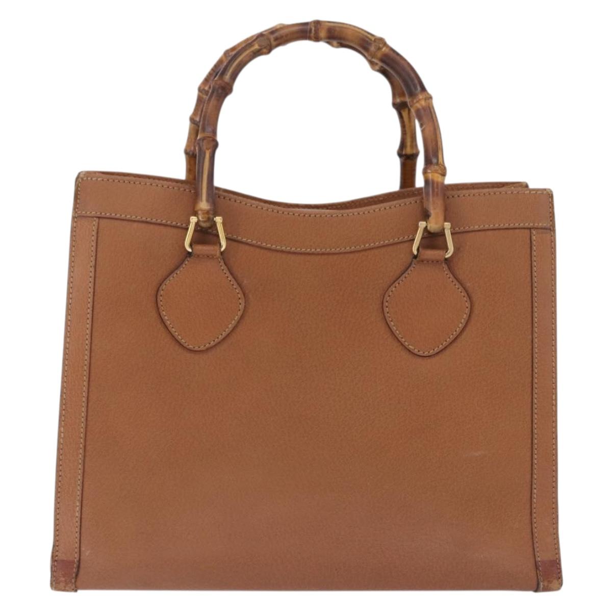 GUCCI Bamboo Hand Bag Leather Brown Gold Tone 002 2853 0260 0 Auth gh2279