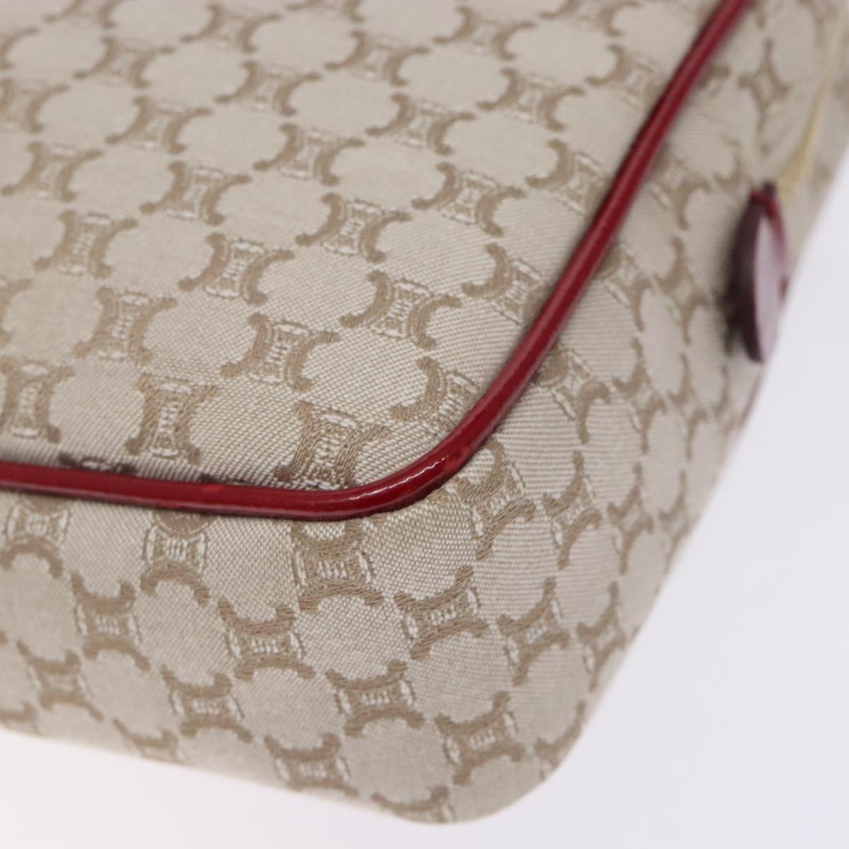 CELINE Macadam Canvas Shoulder Bag Beige Gold Auth gh228