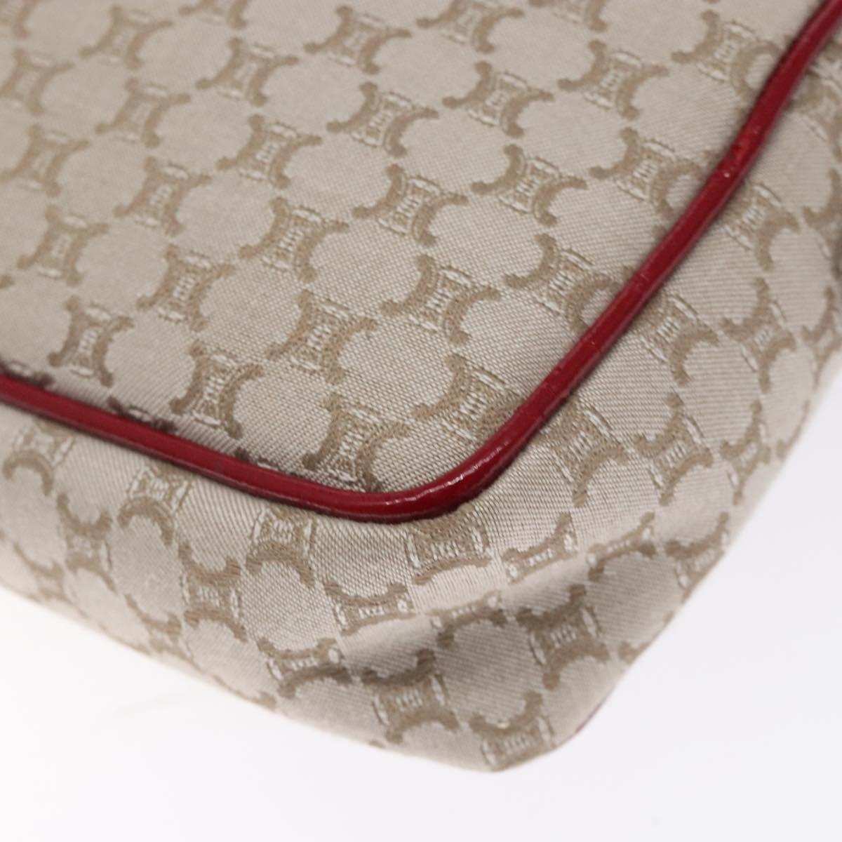 CELINE Macadam Canvas Shoulder Bag Beige Gold Auth gh228