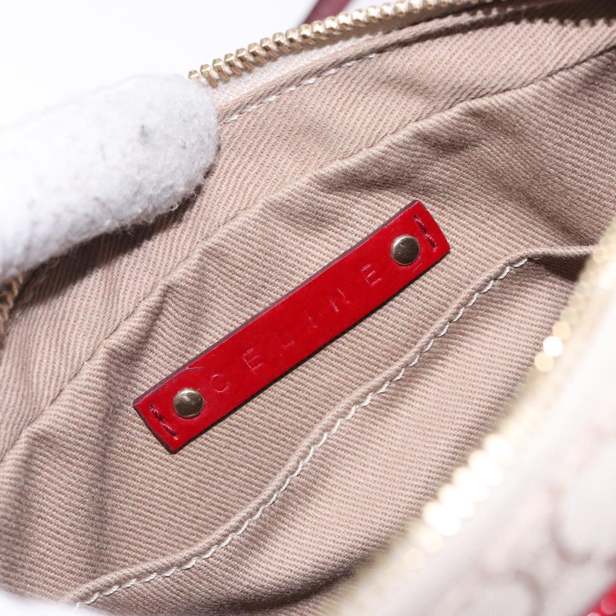 CELINE Macadam Canvas Shoulder Bag Beige Gold Auth gh228