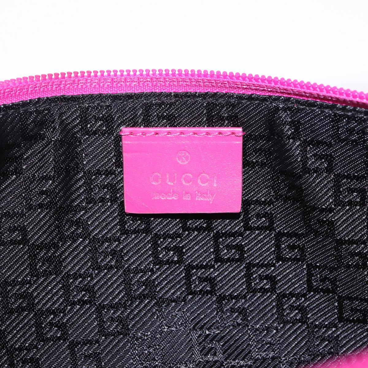 GUCCI Accessory Pouch Canvas Pink Silver 039 1103 Auth gh2280A