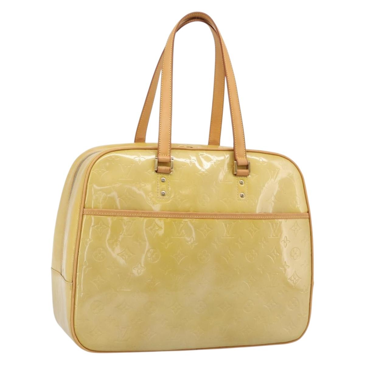 LOUIS VUITTON Monogram Vernis Sutton Boston Bag Beige M91139 LV Auth gh2285