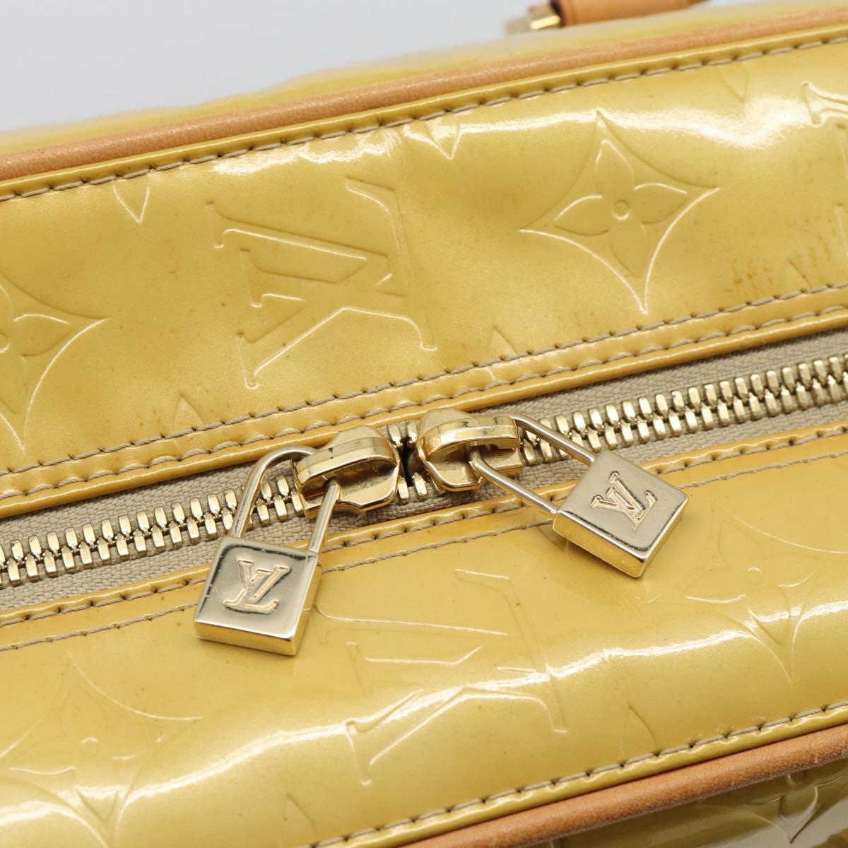 LOUIS VUITTON Monogram Vernis Sutton Boston Bag Beige M91139 LV Auth gh2285