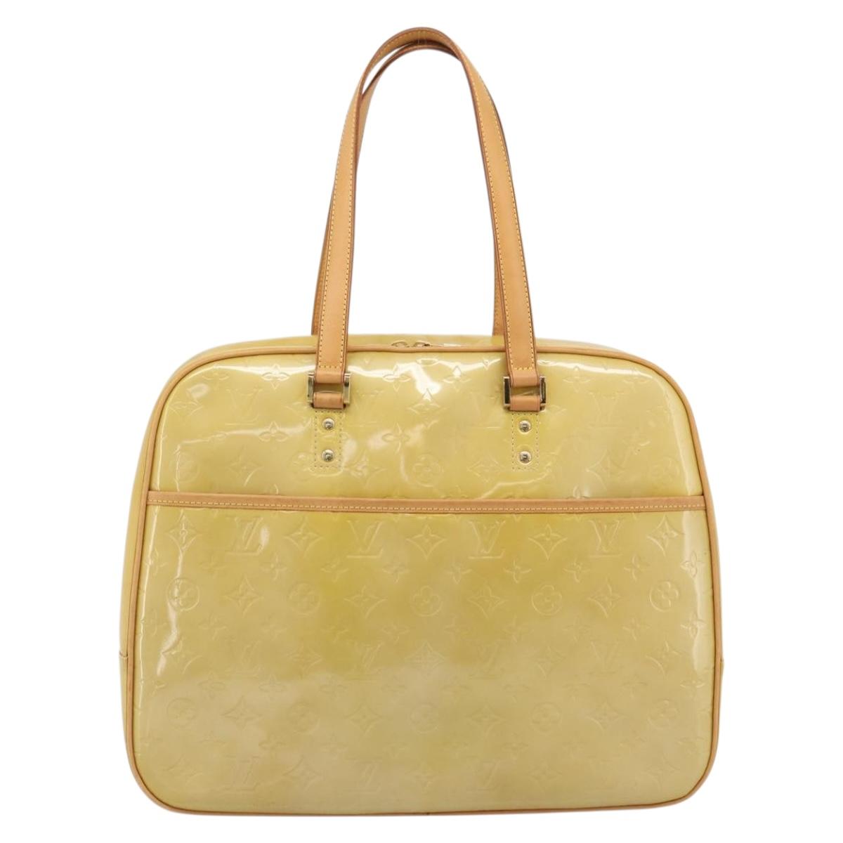 LOUIS VUITTON Monogram Vernis Sutton Boston Bag Beige M91139 LV Auth gh2285