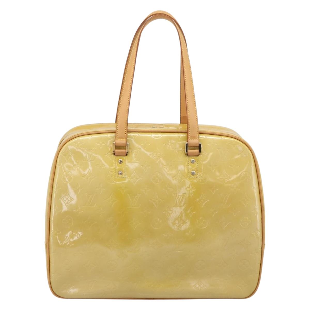 LOUIS VUITTON Monogram Vernis Sutton Boston Bag Beige M91139 LV Auth gh2285