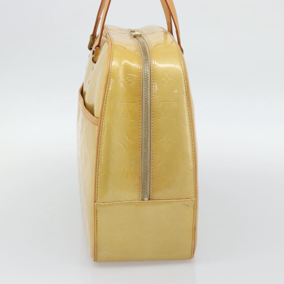LOUIS VUITTON Monogram Vernis Sutton Boston Bag Beige M91139 LV Auth gh2285