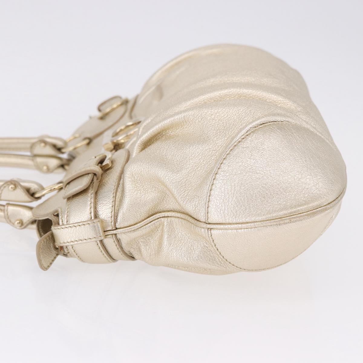 Salvatore Ferragamo Gancini Tote Bag Leather Gold Auth gh2287A