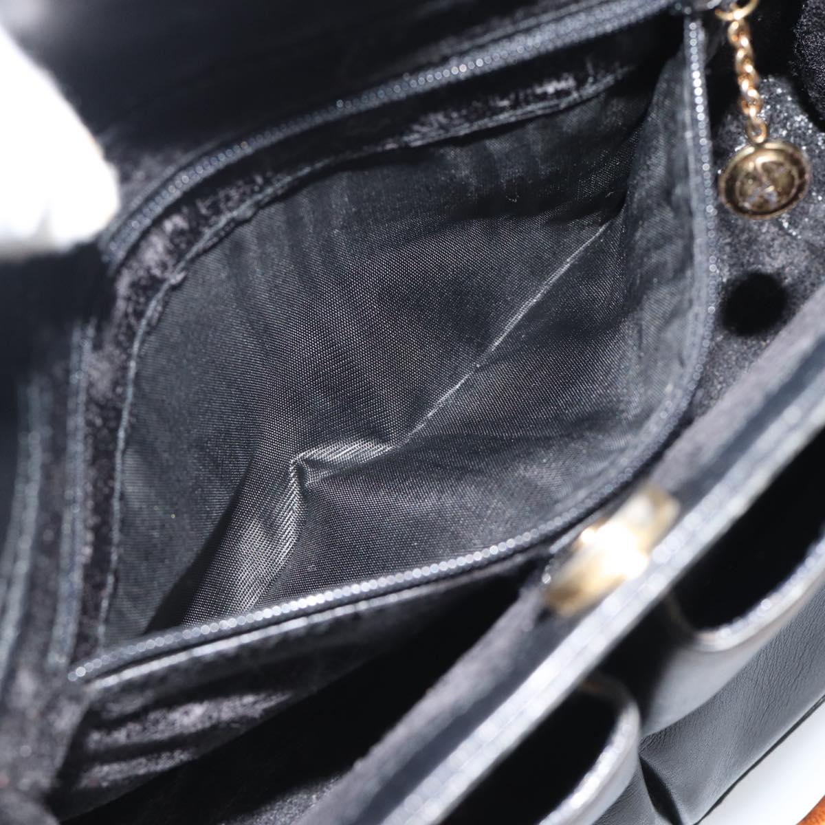 GUCCI Bamboo Hand Bag Leather Outlet Black Gold Tone 000 123 0316 Auth gh2298