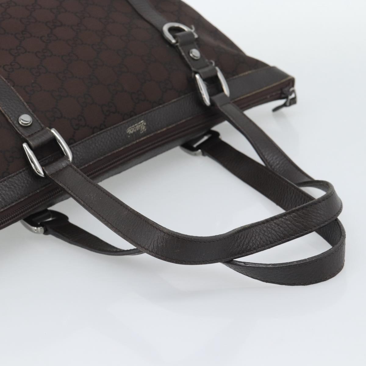 GUCCI GG Canvas Abbey Tote Bag Outlet Dark Brown Silver 268640 Auth gh2299