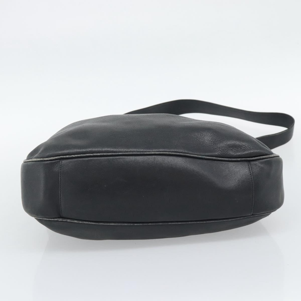 GUCCI Bamboo Hand Bag Leather 2way Black Gold Tone 001 1577 2615 Auth gh2300