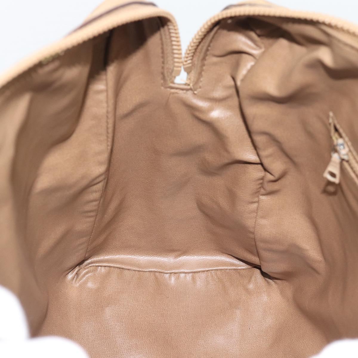 CELINE Macadam Hand Bag PVC Leather Beige Gold Tone Auth gh2301