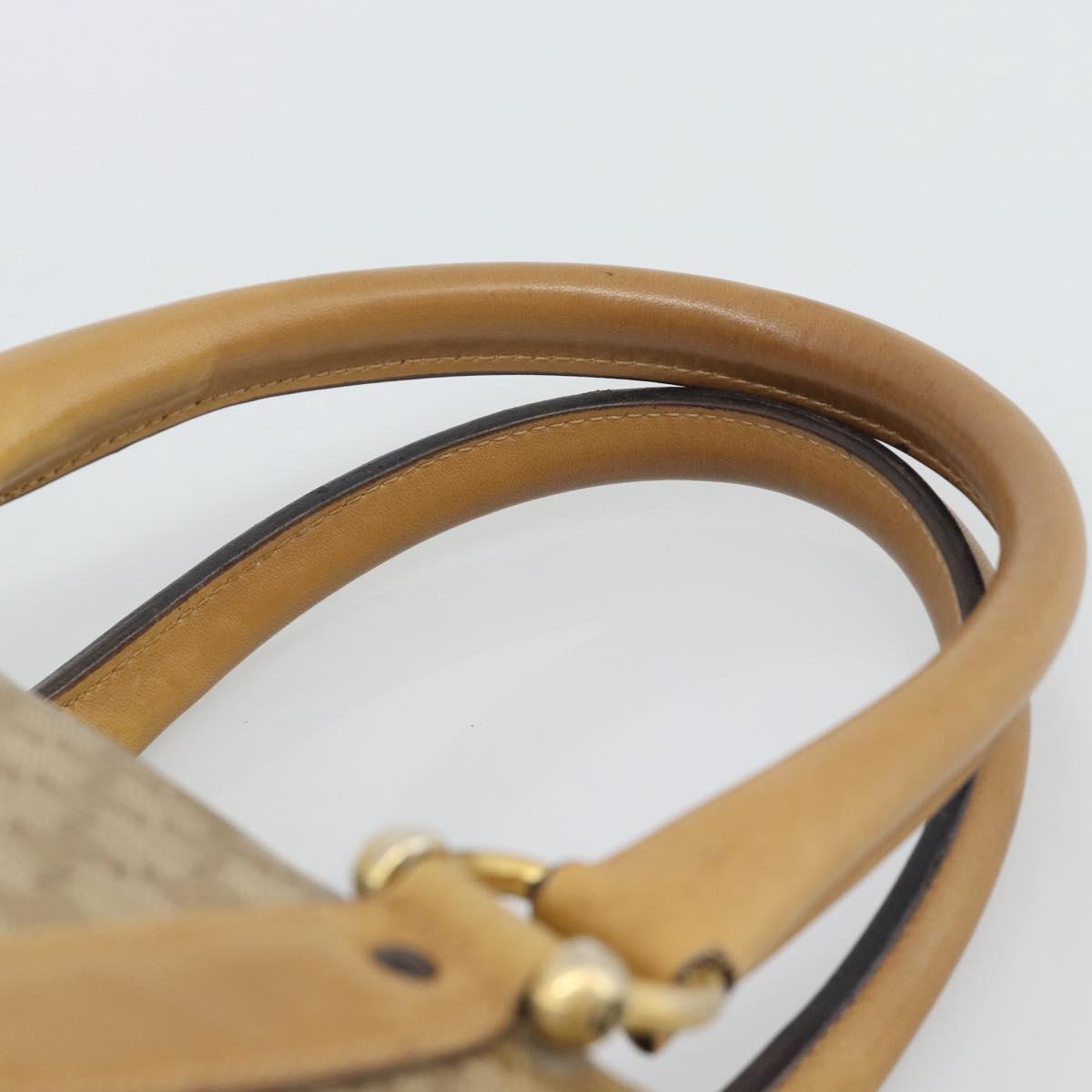 CELINE Macadam Hand Bag PVC Leather Beige Gold Tone Auth gh2301