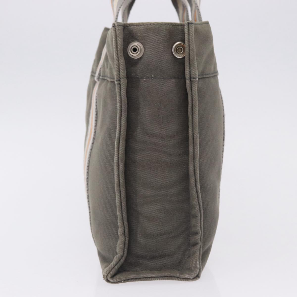 HERMES Fourre Tout PM Hand Bag Canvas Gray Silver Auth gh2302