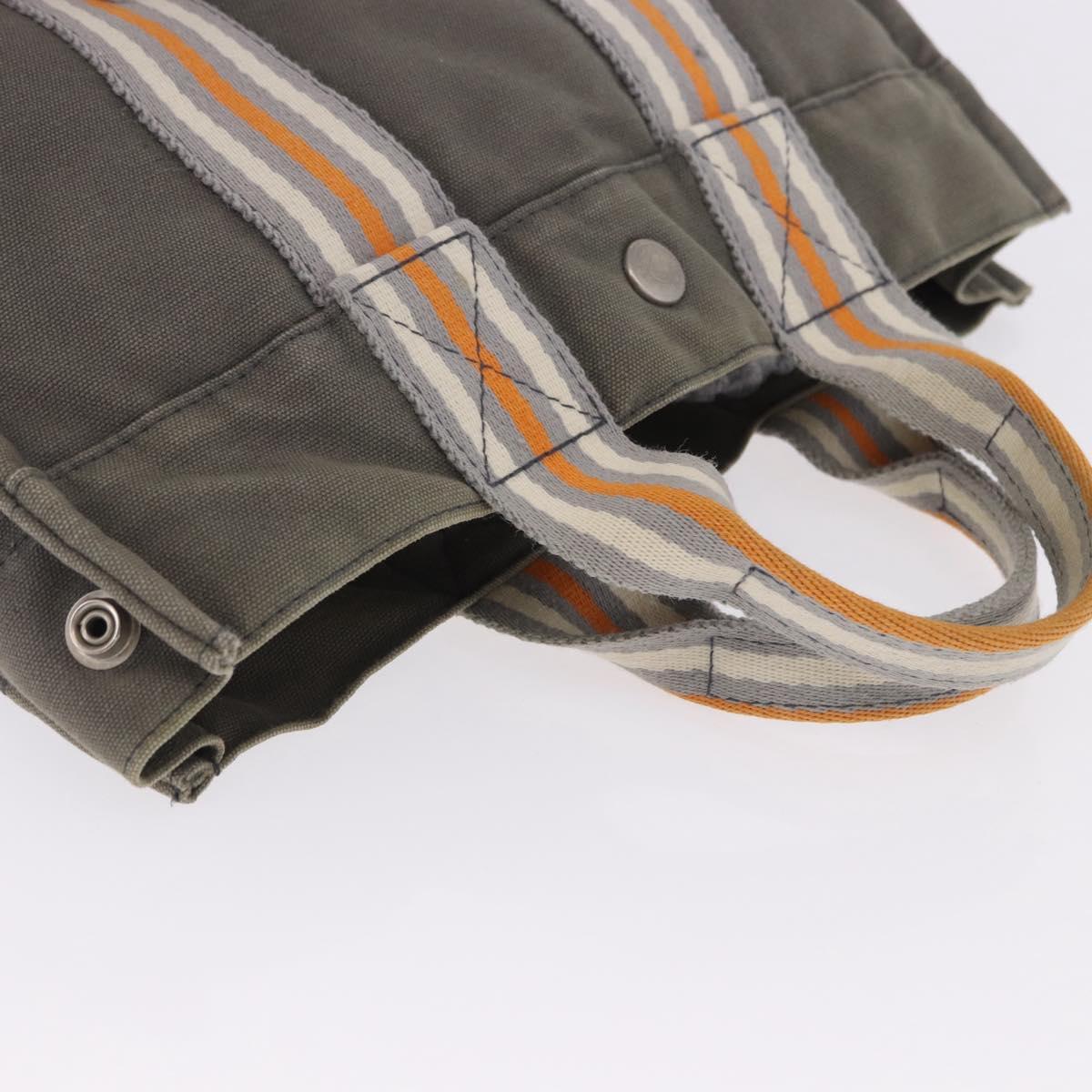 HERMES Fourre Tout PM Hand Bag Canvas Gray Silver Auth gh2302