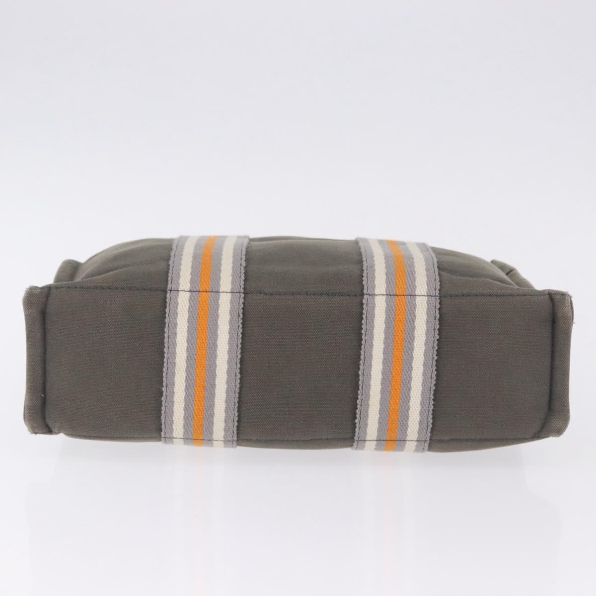 HERMES Fourre Tout PM Hand Bag Canvas Gray Silver Auth gh2302