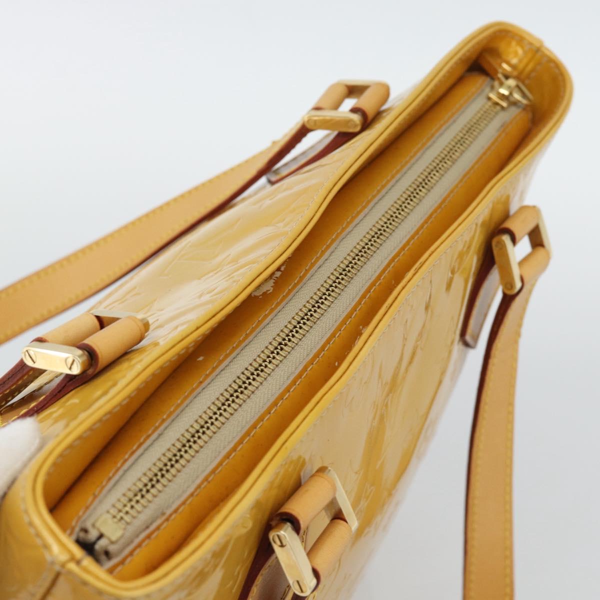 LOUIS VUITTON Monogram Vernis Houston Hand Bag Beige M91004 LV Auth gh2304A