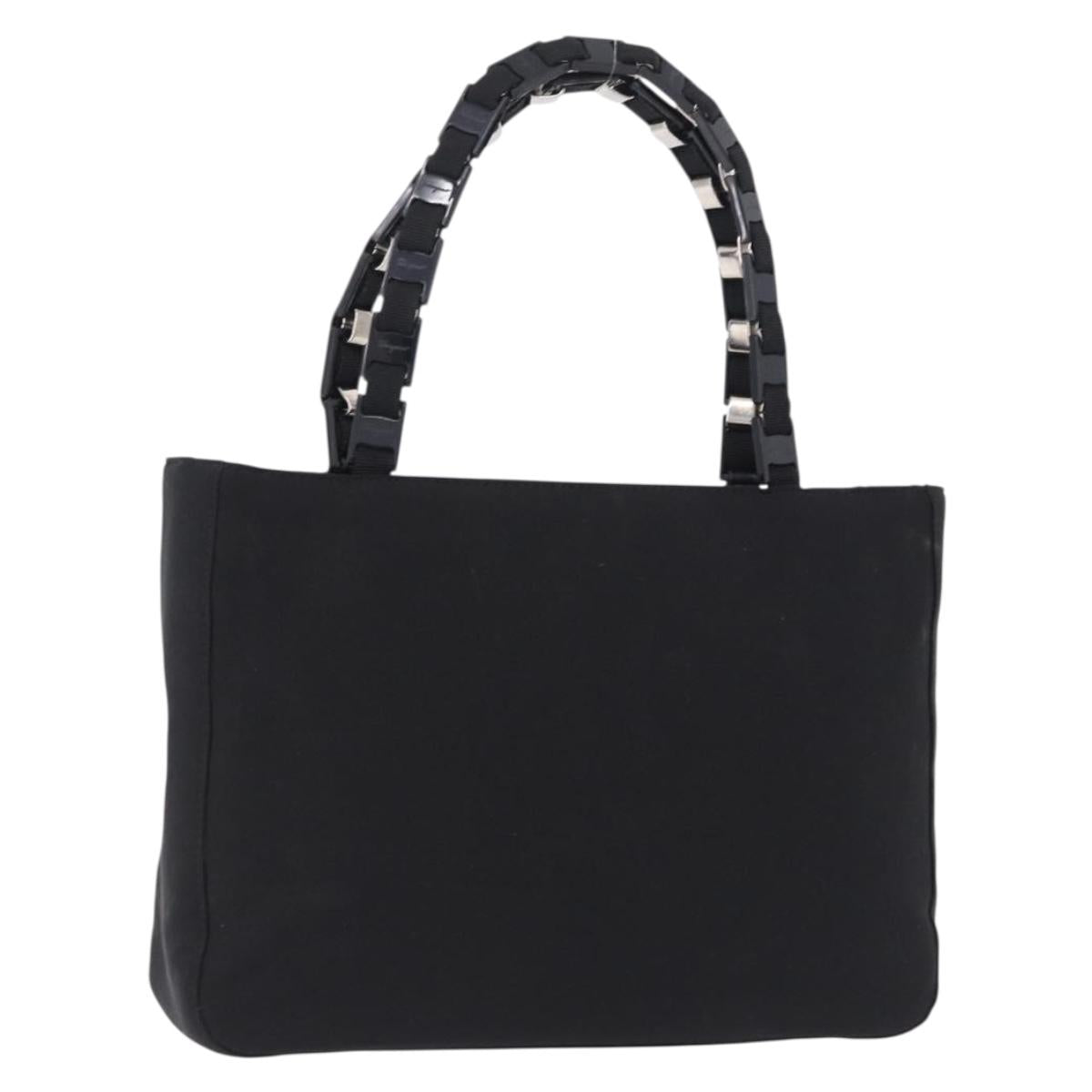 Salvatore Ferragamo Vala Hand Bag Canvas Black Silver Auth gh2305