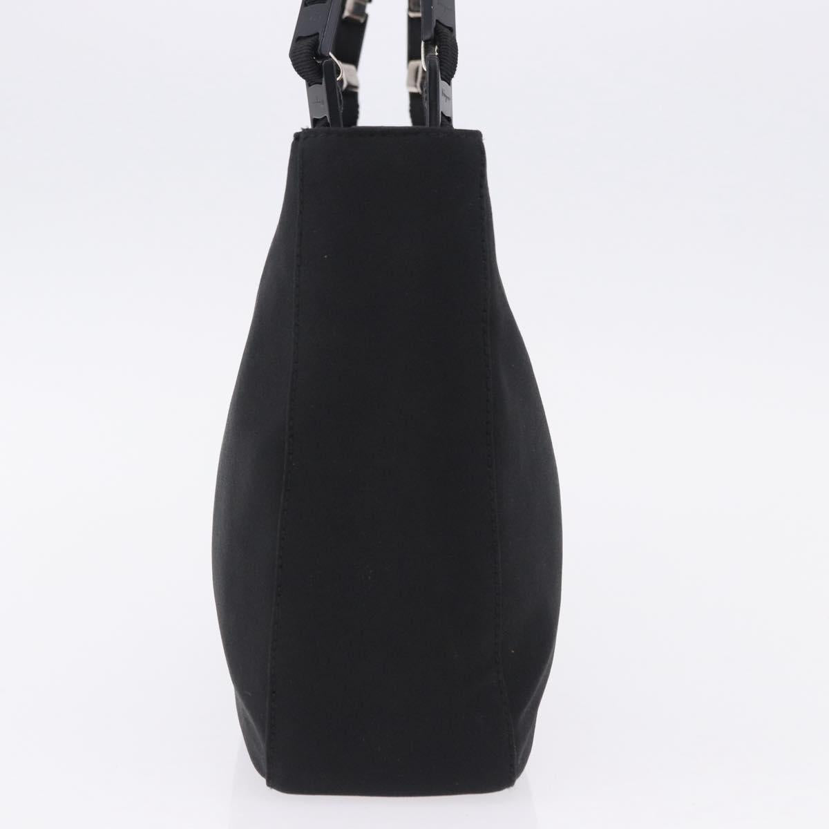 Salvatore Ferragamo Vala Hand Bag Canvas Black Silver Auth gh2305