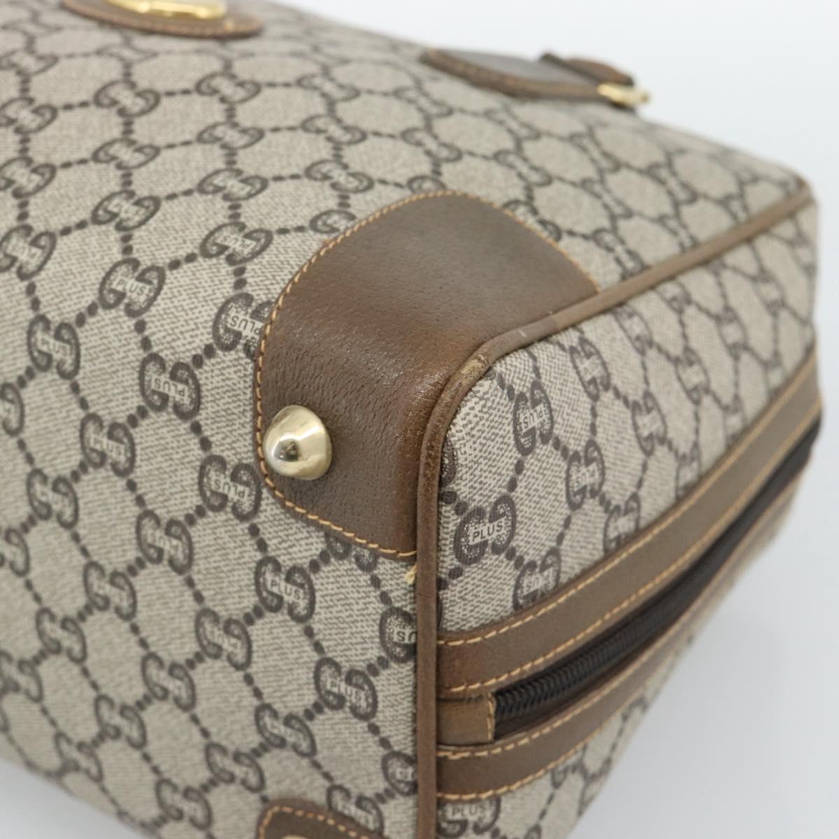 GUCCI Plus Hand Bag PVC Leather Beige Gold Tone Auth gh2306