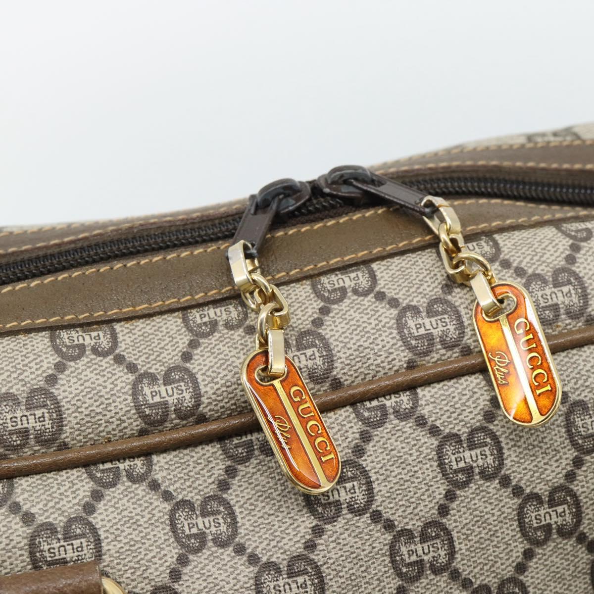GUCCI Plus Hand Bag PVC Leather Beige Gold Tone Auth gh2306