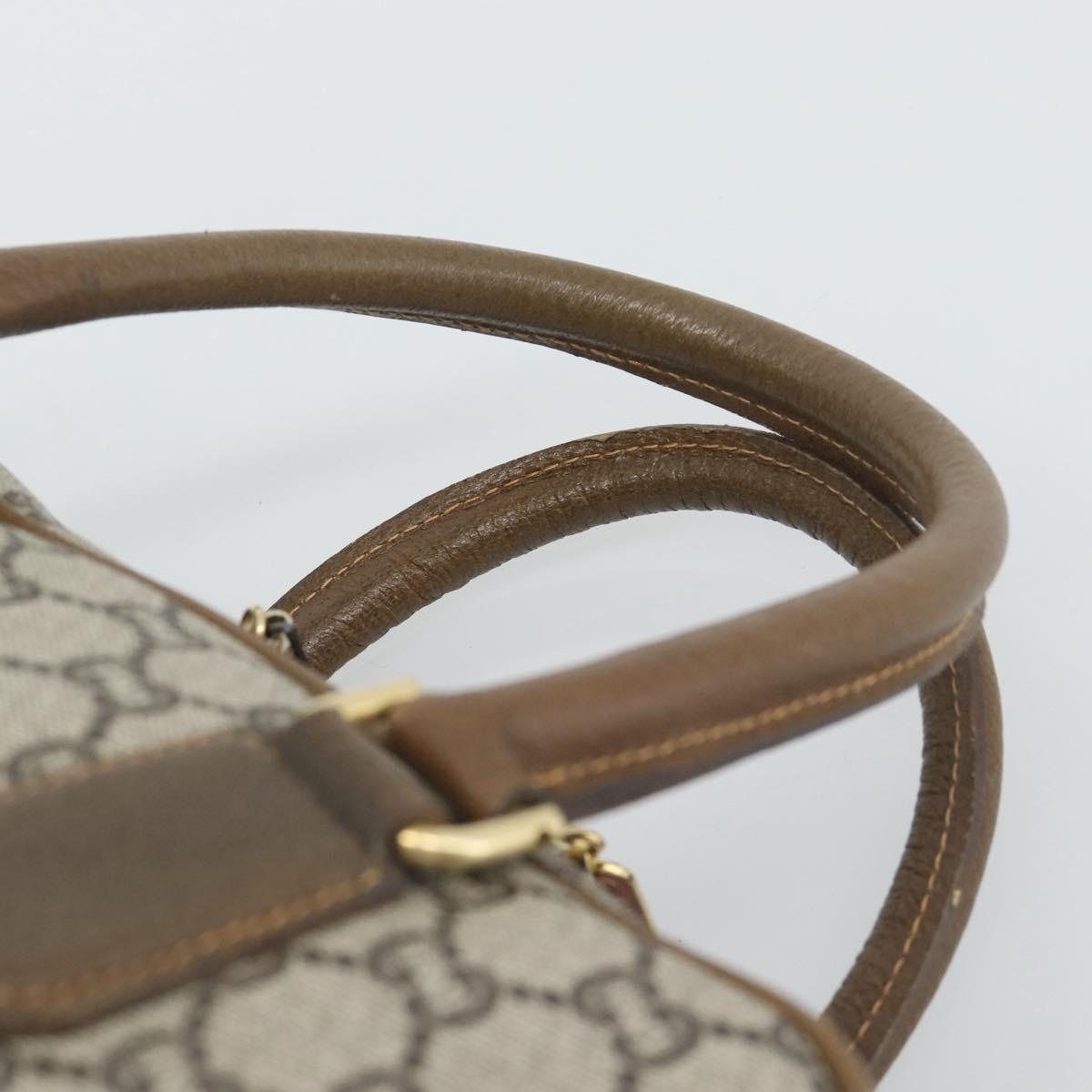 GUCCI Plus Hand Bag PVC Leather Beige Gold Tone Auth gh2306