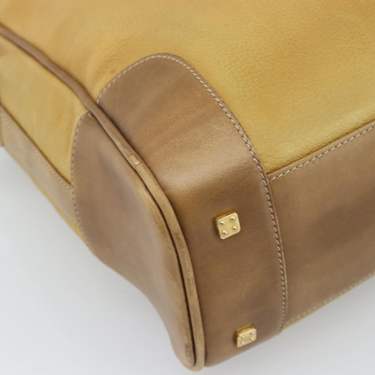 LOEWE Shoulder Bag Leather Beige Gold Tone Auth gh2307