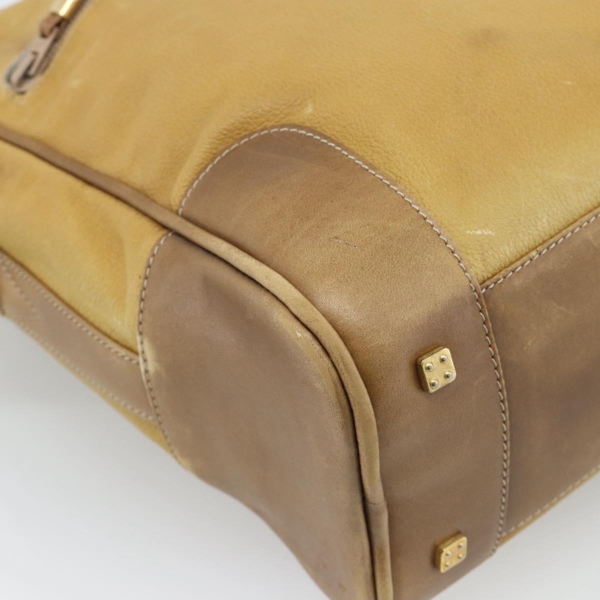 LOEWE Shoulder Bag Leather Beige Gold Tone Auth gh2307