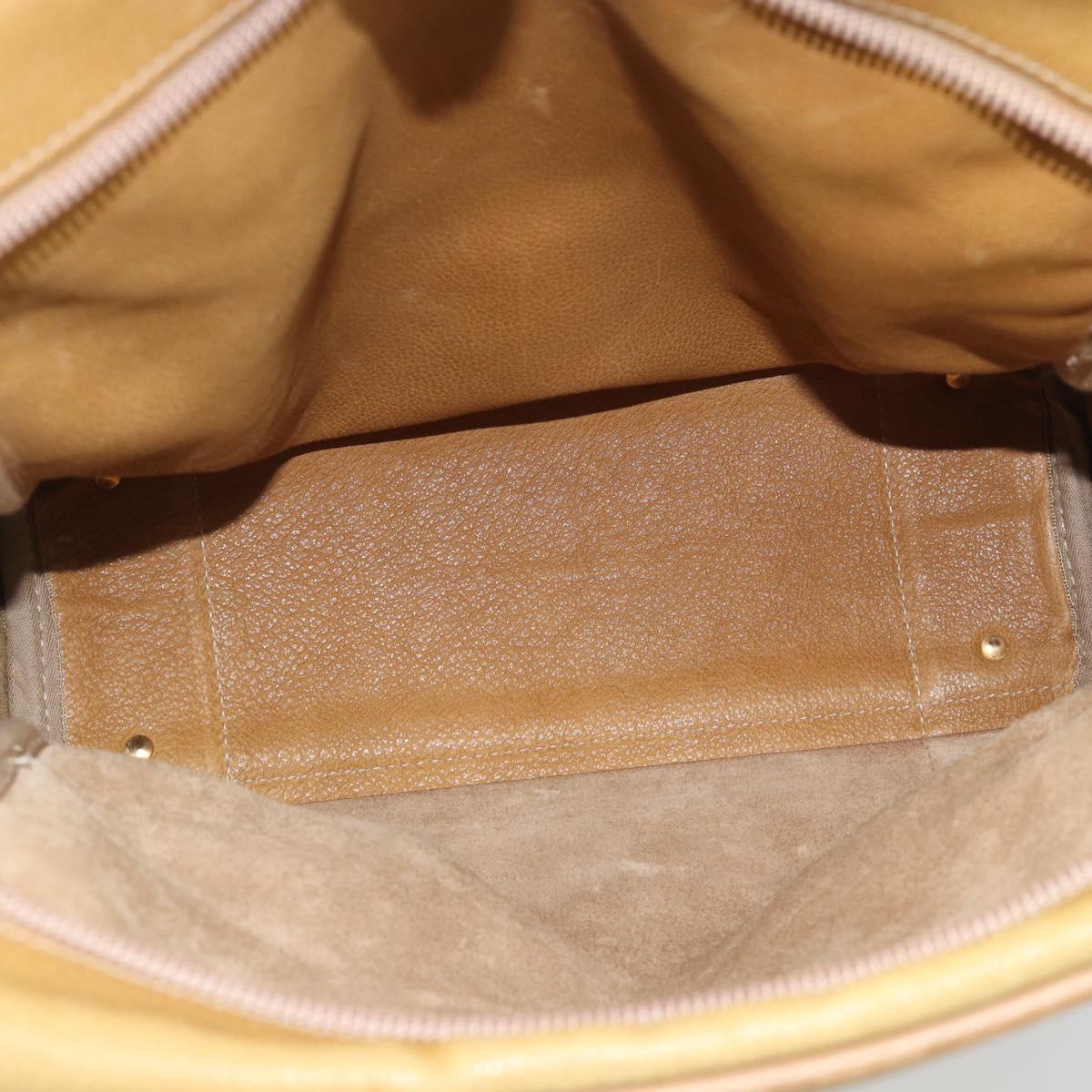LOEWE Shoulder Bag Leather Beige Gold Tone Auth gh2307