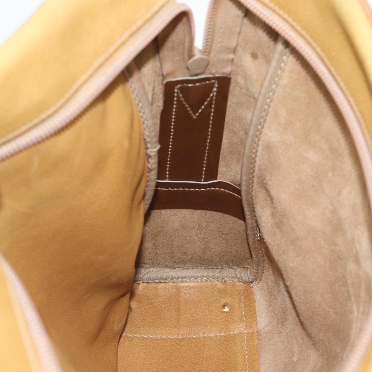 LOEWE Shoulder Bag Leather Beige Gold Tone Auth gh2307