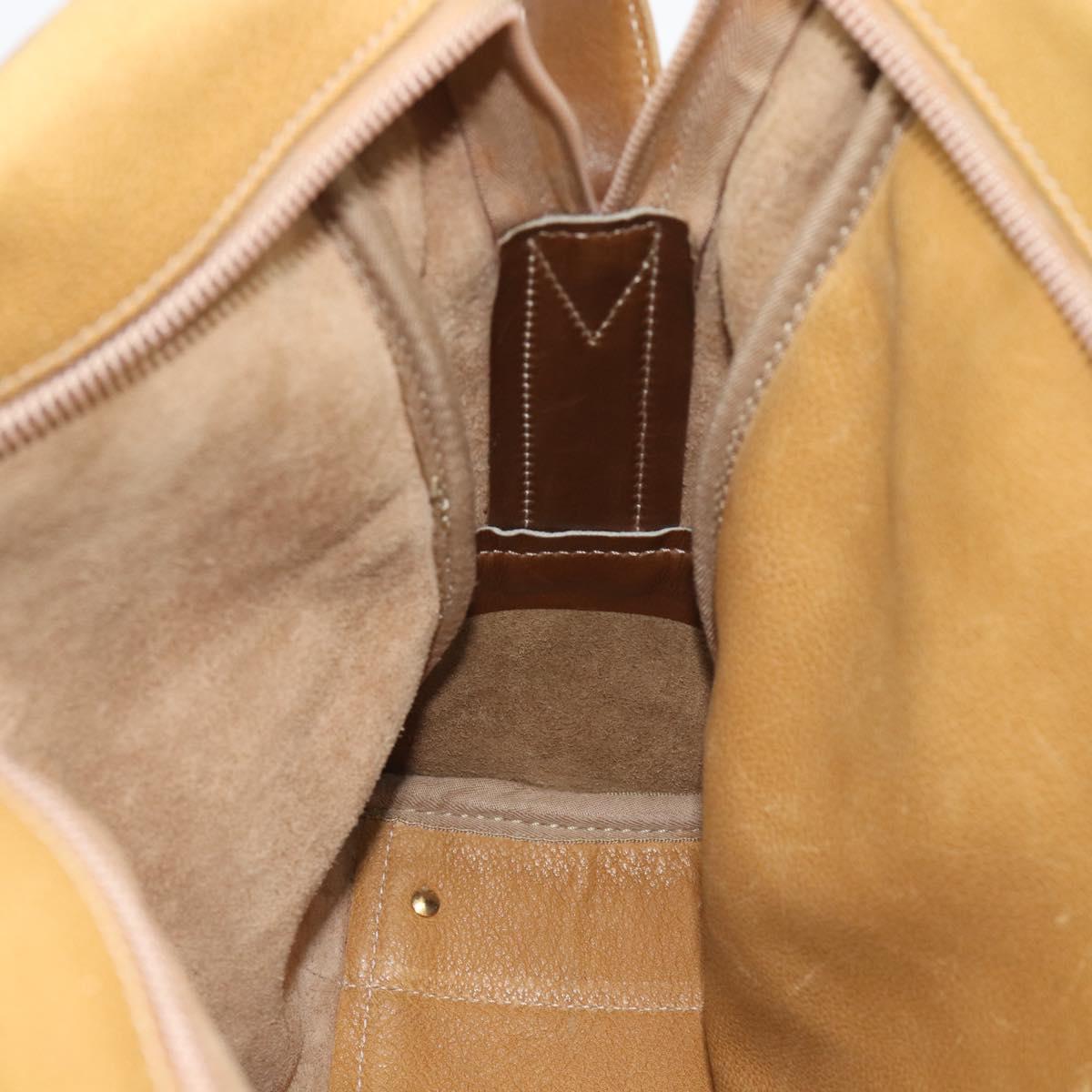LOEWE Shoulder Bag Leather Beige Gold Tone Auth gh2307