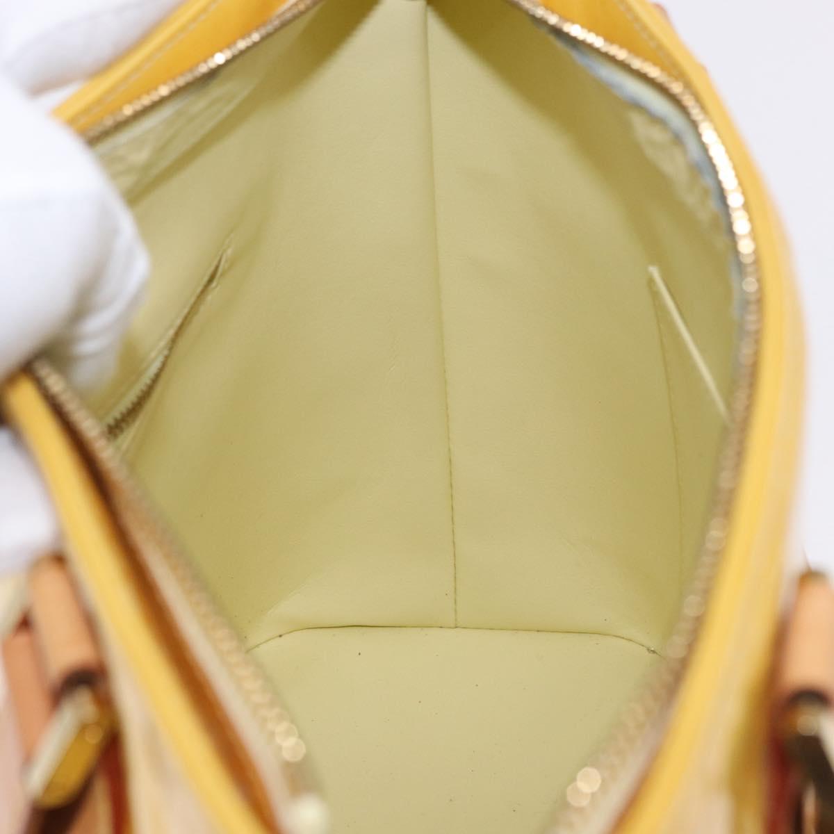 LOUIS VUITTON Monogram Vernis Houston Hand Bag Lime Yellow M91055 LV Auth gh2308