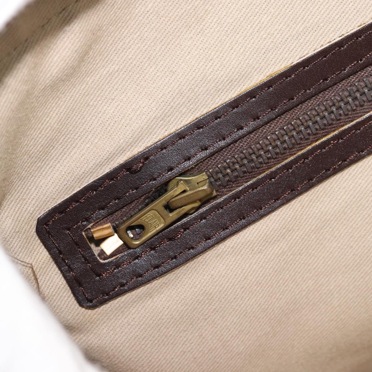 Christian Dior Trotter Canvas Boston Bag Beige Gold Tone Auth gh2311