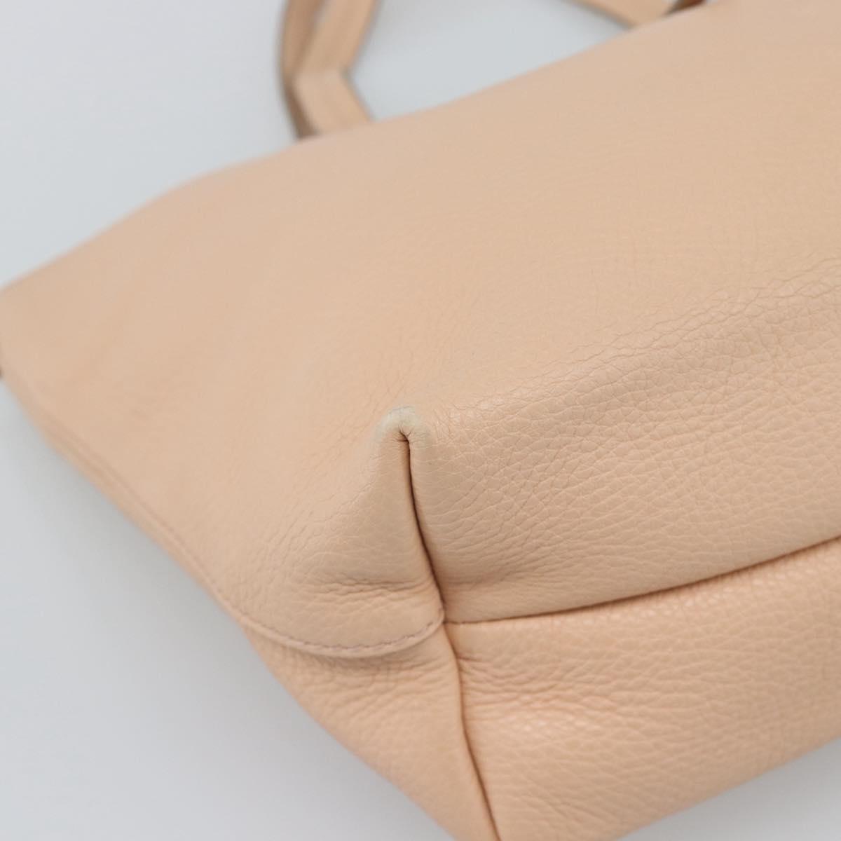 Salvatore Ferragamo Gancini Tote Bag Leather Pink Gold Tone Auth gh2313