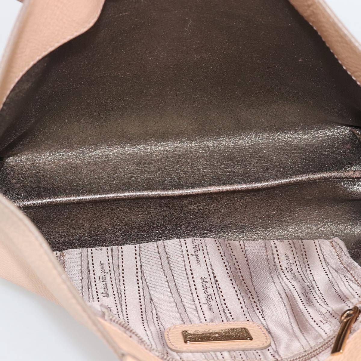 Salvatore Ferragamo Gancini Tote Bag Leather Pink Gold Tone Auth gh2313
