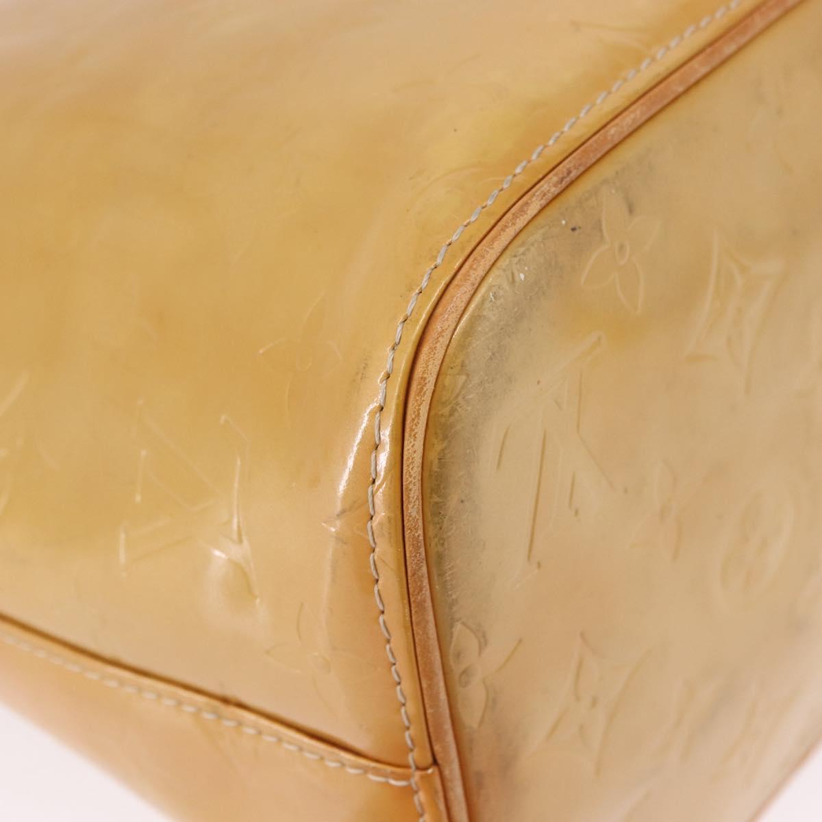 LOUIS VUITTON Monogram Vernis Houston Hand Bag Beige M91004 LV Auth gh2315