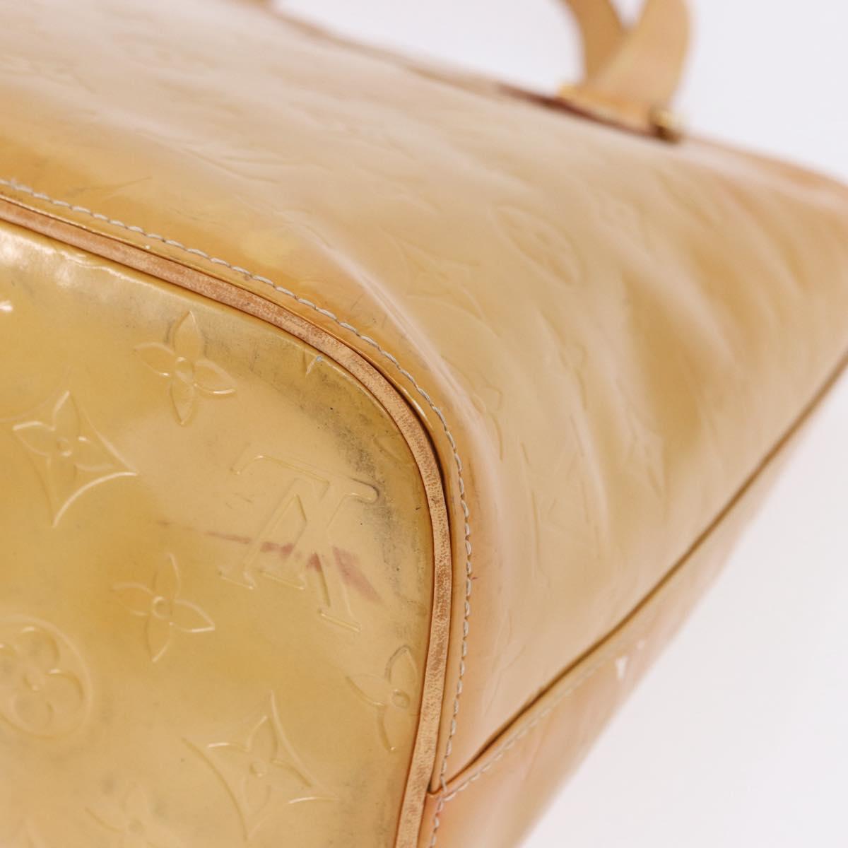 LOUIS VUITTON Monogram Vernis Houston Hand Bag Beige M91004 LV Auth gh2315