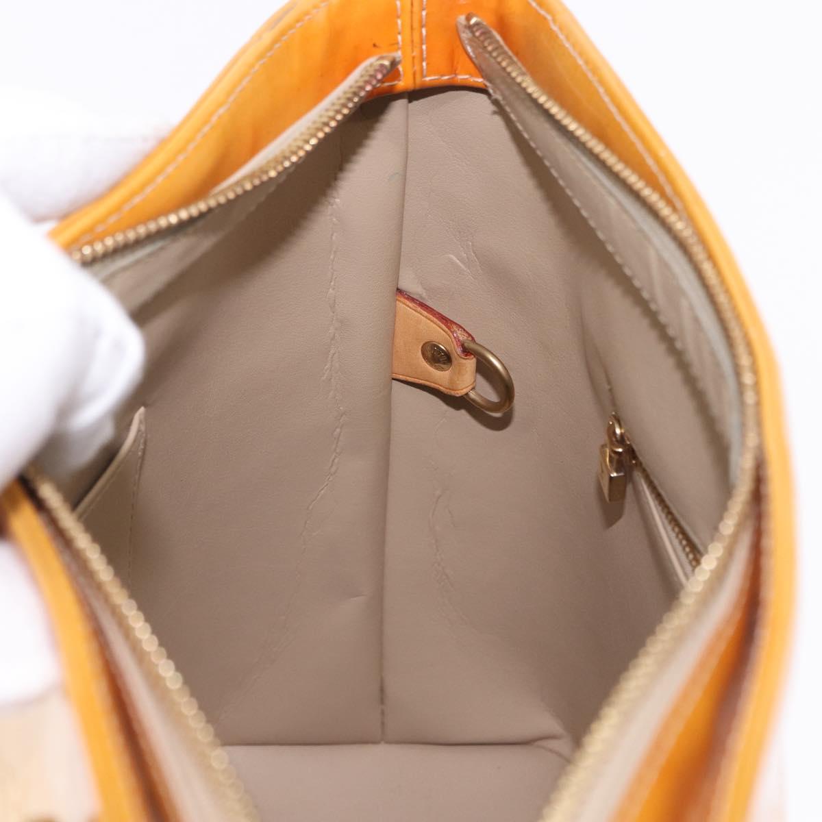 LOUIS VUITTON Monogram Vernis Houston Hand Bag Beige M91004 LV Auth gh2315