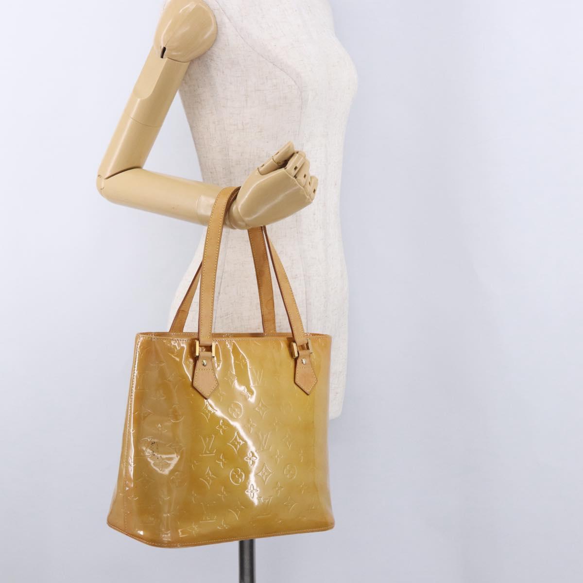 LOUIS VUITTON Monogram Vernis Houston Hand Bag Beige M91004 LV Auth gh2315