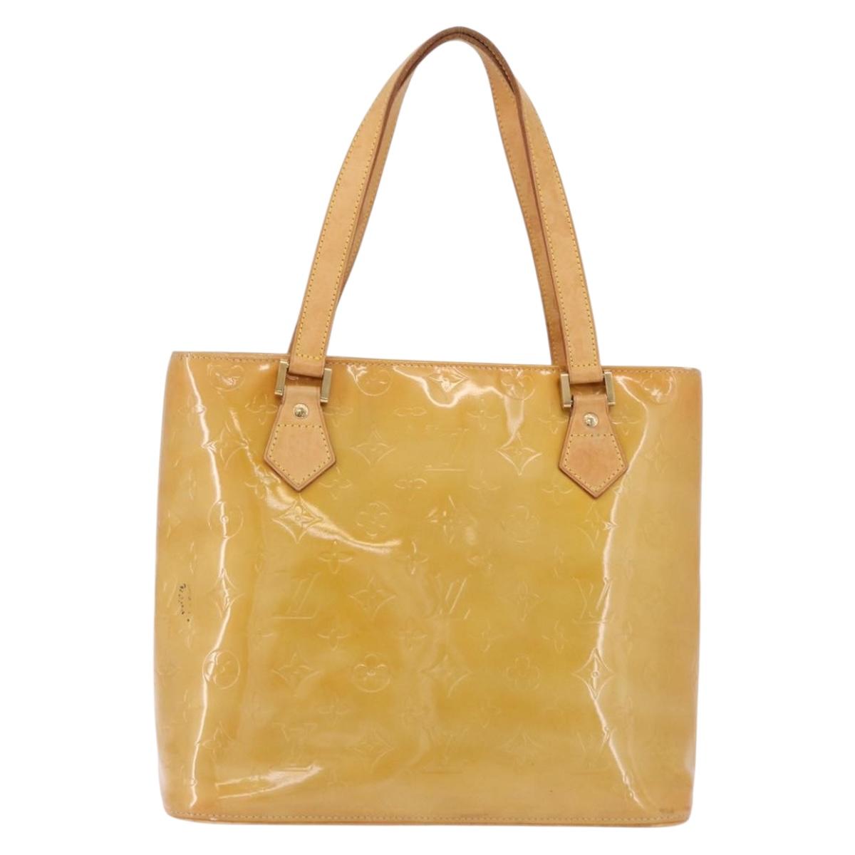 LOUIS VUITTON Monogram Vernis Houston Hand Bag Beige M91004 LV Auth gh2315