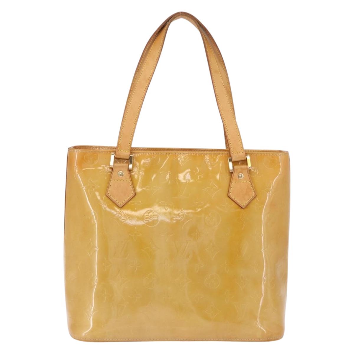 LOUIS VUITTON Monogram Vernis Houston Hand Bag Beige M91004 LV Auth gh2315