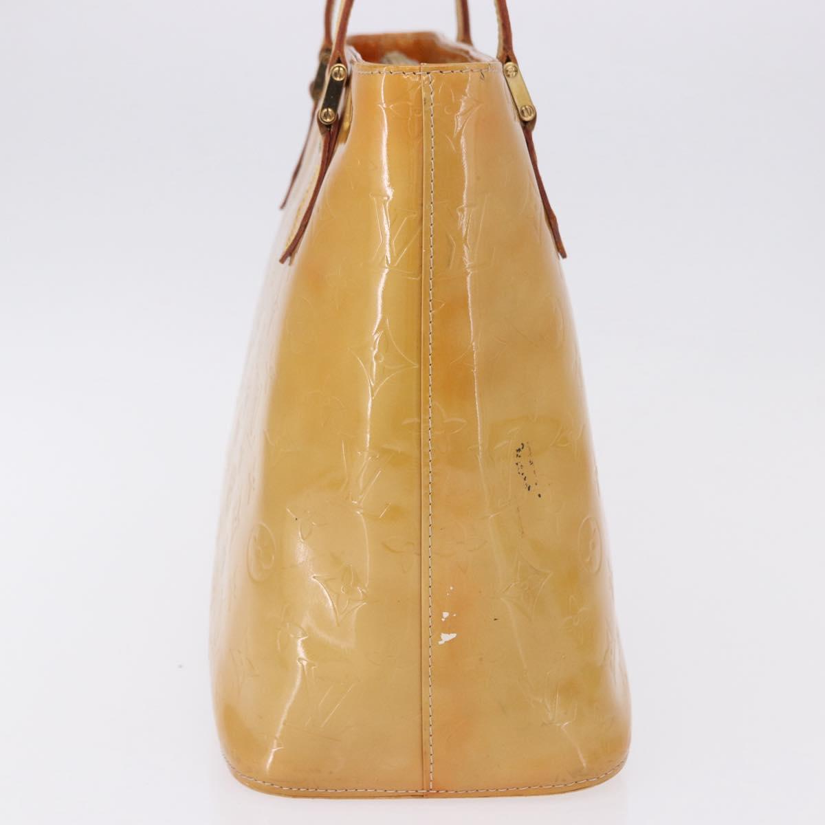 LOUIS VUITTON Monogram Vernis Houston Hand Bag Beige M91004 LV Auth gh2315