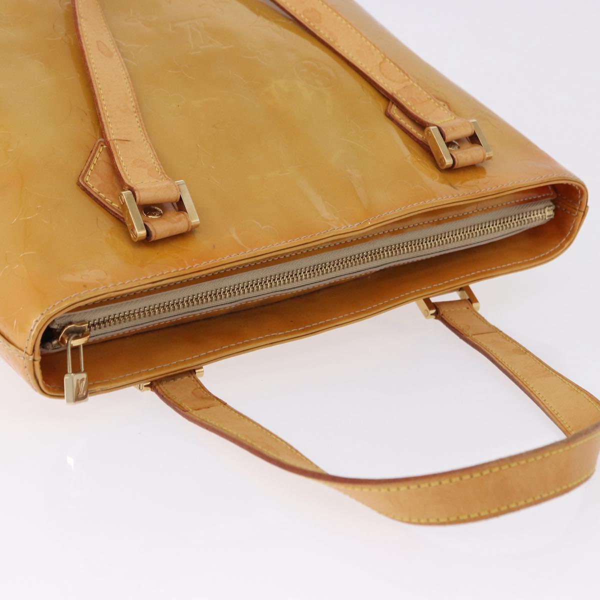LOUIS VUITTON Monogram Vernis Houston Hand Bag Beige M91004 LV Auth gh2315