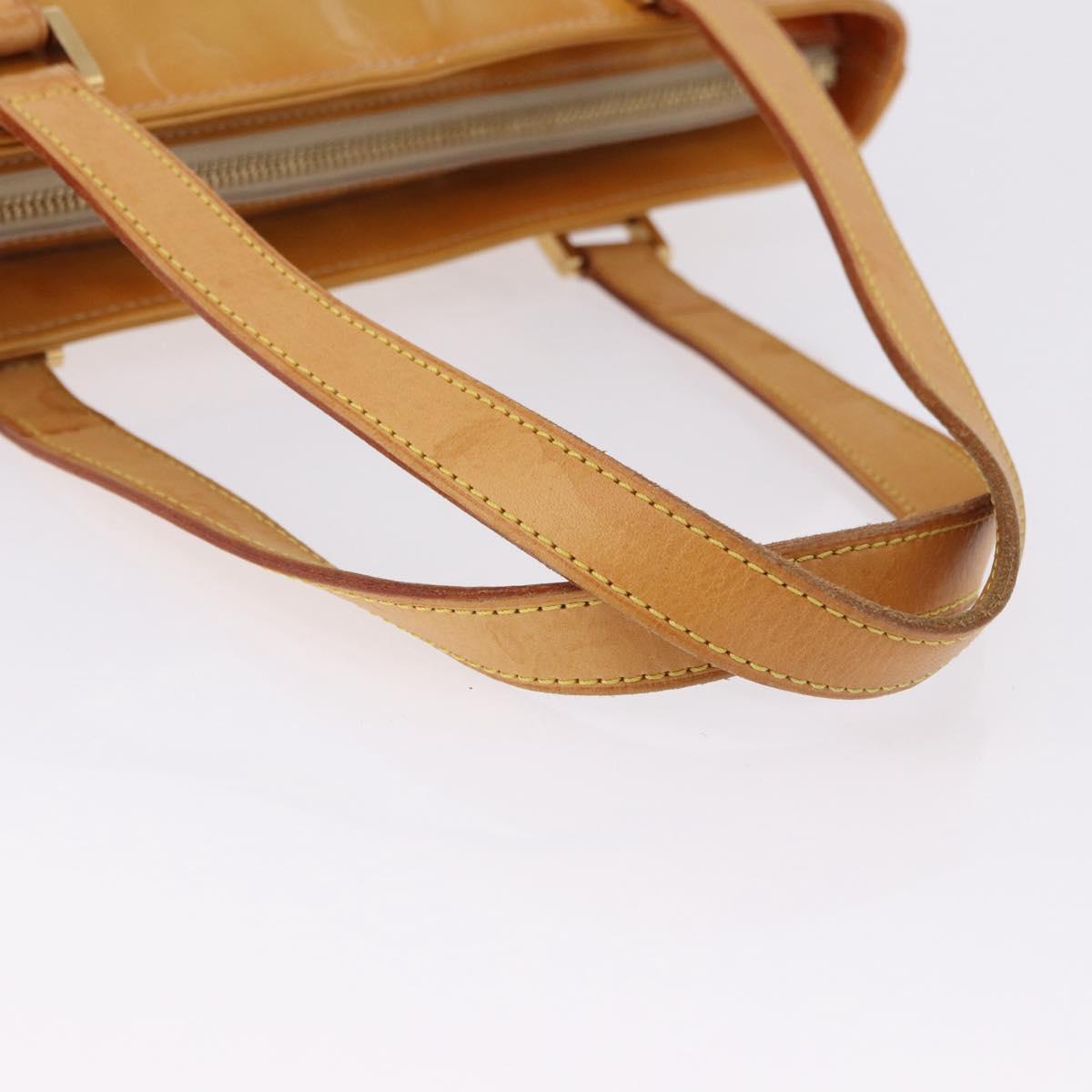 LOUIS VUITTON Monogram Vernis Houston Hand Bag Beige M91004 LV Auth gh2315