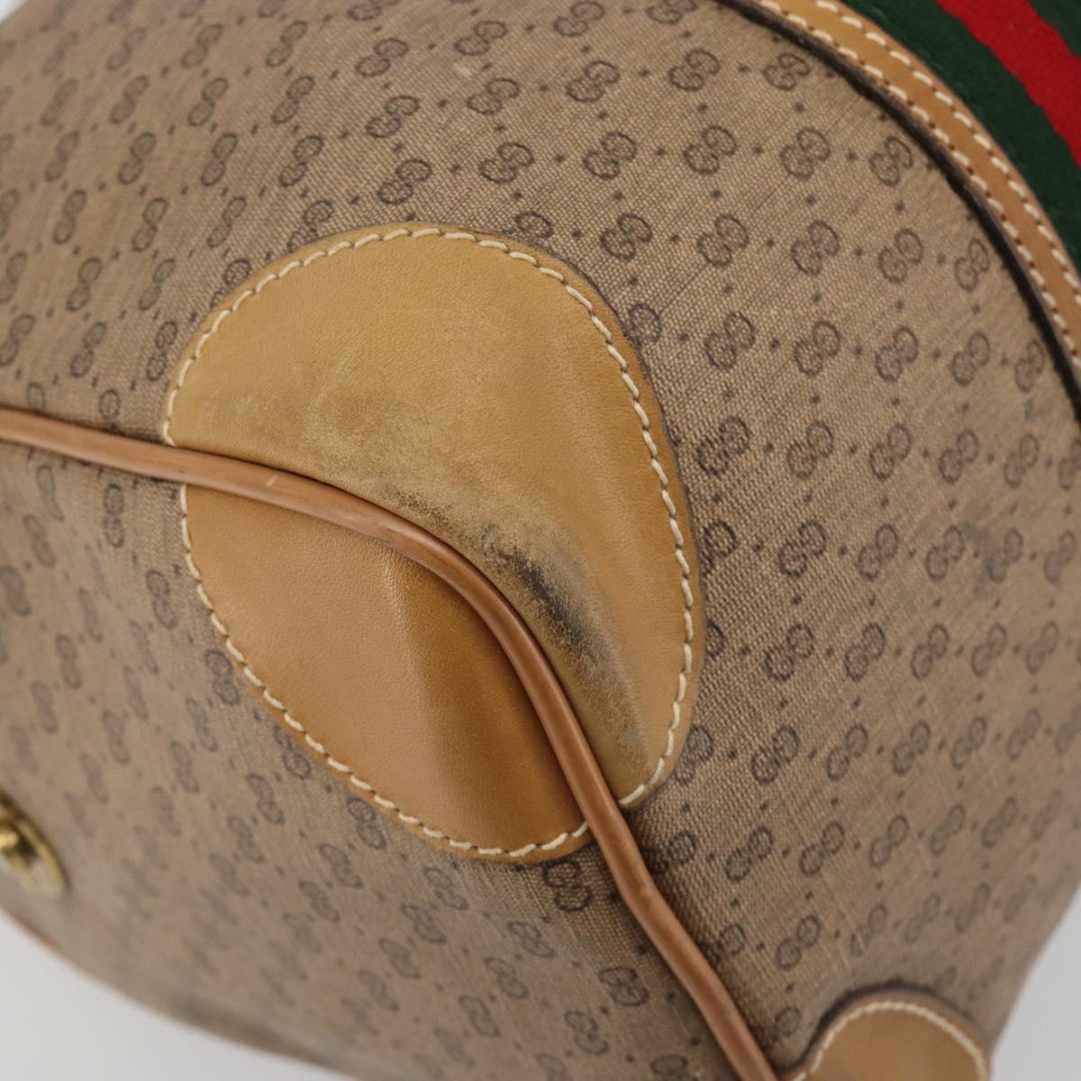GUCCI Micro GG Web Sherry Line Boston Bag PVC Beige 58 012 534 40 Auth gh2316A